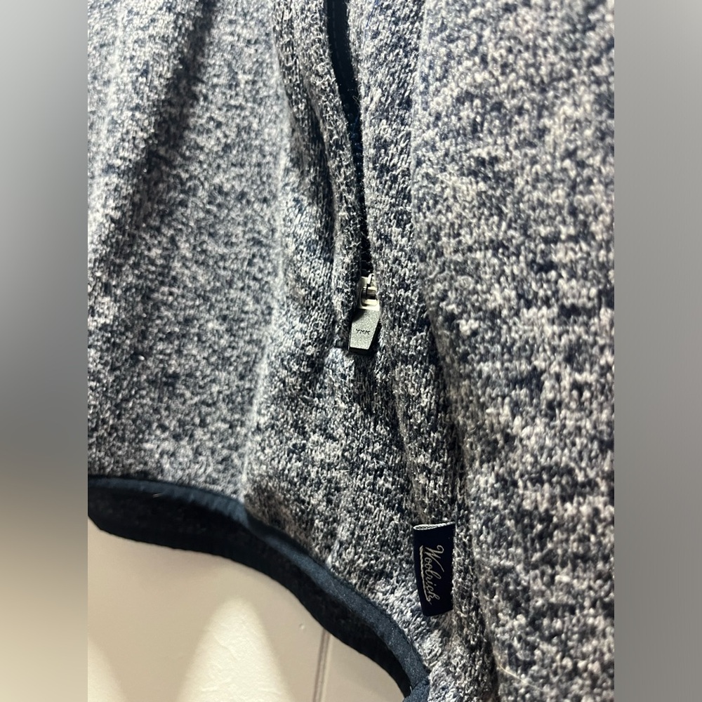Woolrich Pullover Quarter Zip Sweater Blue/Gray Mens Size Large Zip Pockets - Picture 3 of 5